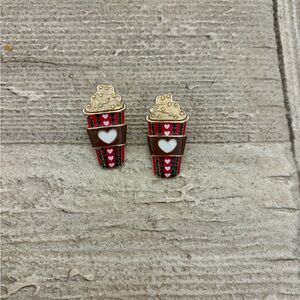BaubleBar Festive Coffee Cup Earrings - Red and Gold